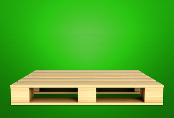 wooden palletn on green background 3d rendering image
