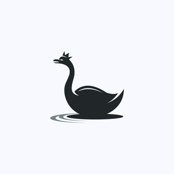 agry swan when swimming on the lake logtype