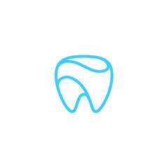 Modern Unique Tooth Dental Health Icon Logo with Blue Color for Pediatric Dentistry Family Dentist and High End Look