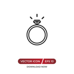 Wedding ring with diamond icon