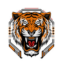 Angry tiger face. The Tiger head illustration. vector tiger.  logotype, sign, symbol, icon design