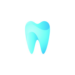 Modern Unique Tooth Dental Health Icon Logo with Blue Color for Pediatric Dentistry Family Dentist and High End Look