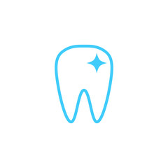 Modern Unique Tooth Dental Health Icon Logo with Blue Color for Pediatric Dentistry Family Dentist and High End Look