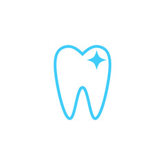 Modern Unique Tooth Dental Health Icon Logo with Blue Color for Pediatric Dentistry Family Dentist and High End Look