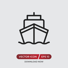 Ship vector icon in modern design style for web site and mobile app