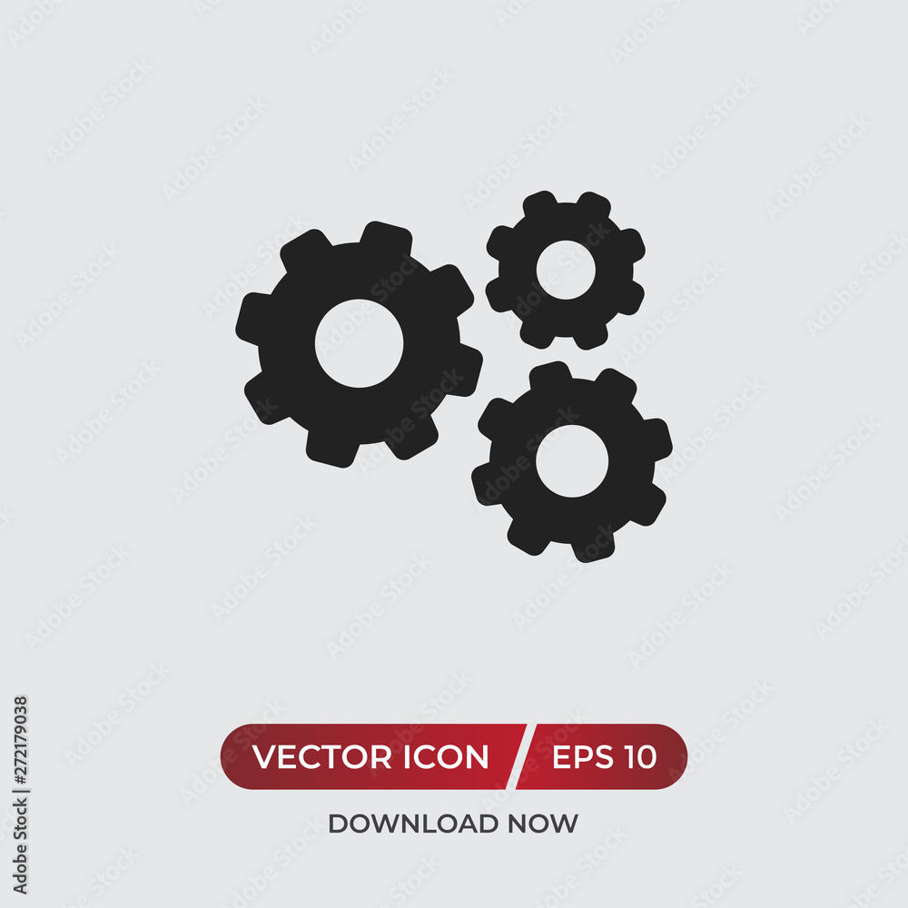 Aufkleber gears vector icon in modern design style for web site and mobile app