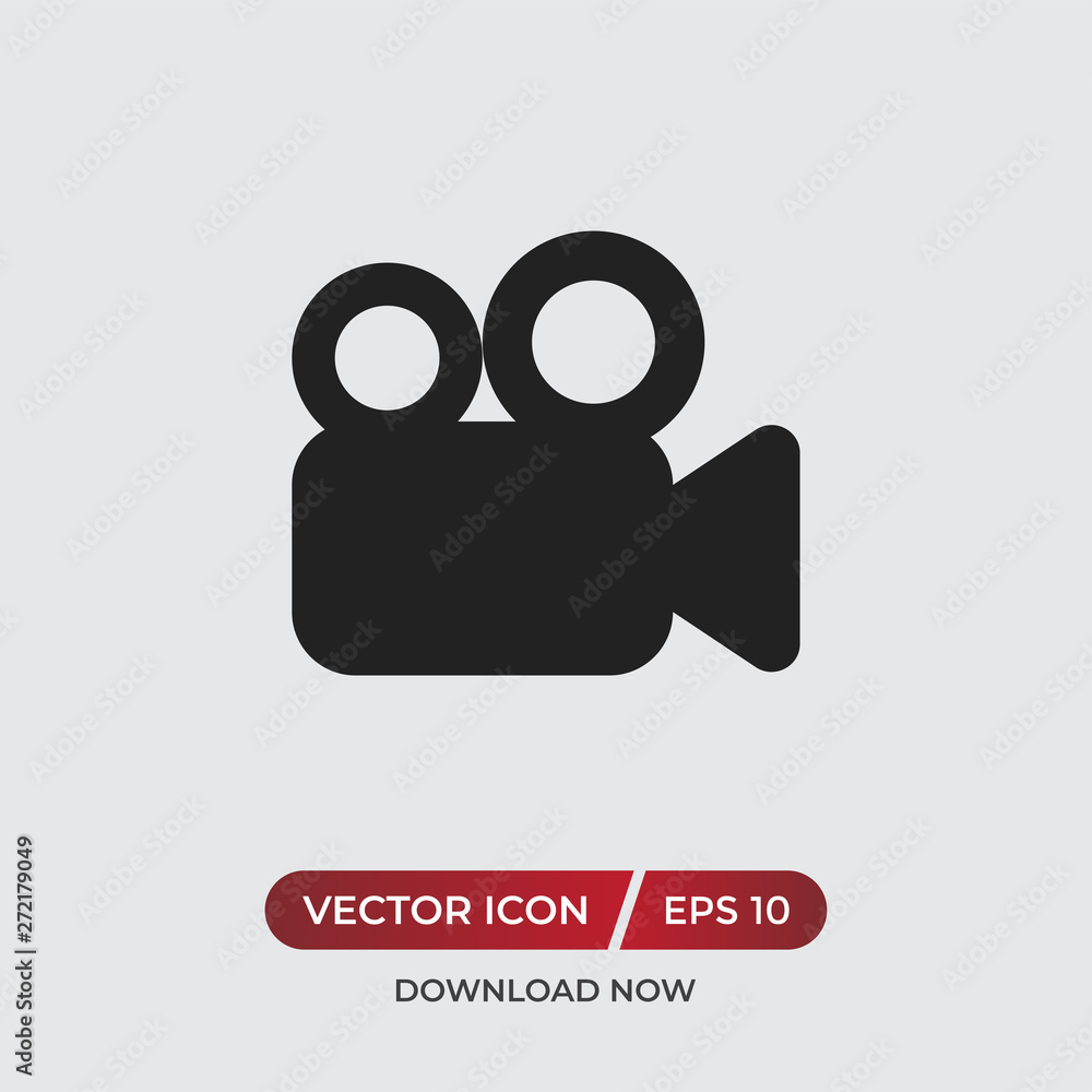 Poster video camera vector icon in modern design style for web site and mobile app