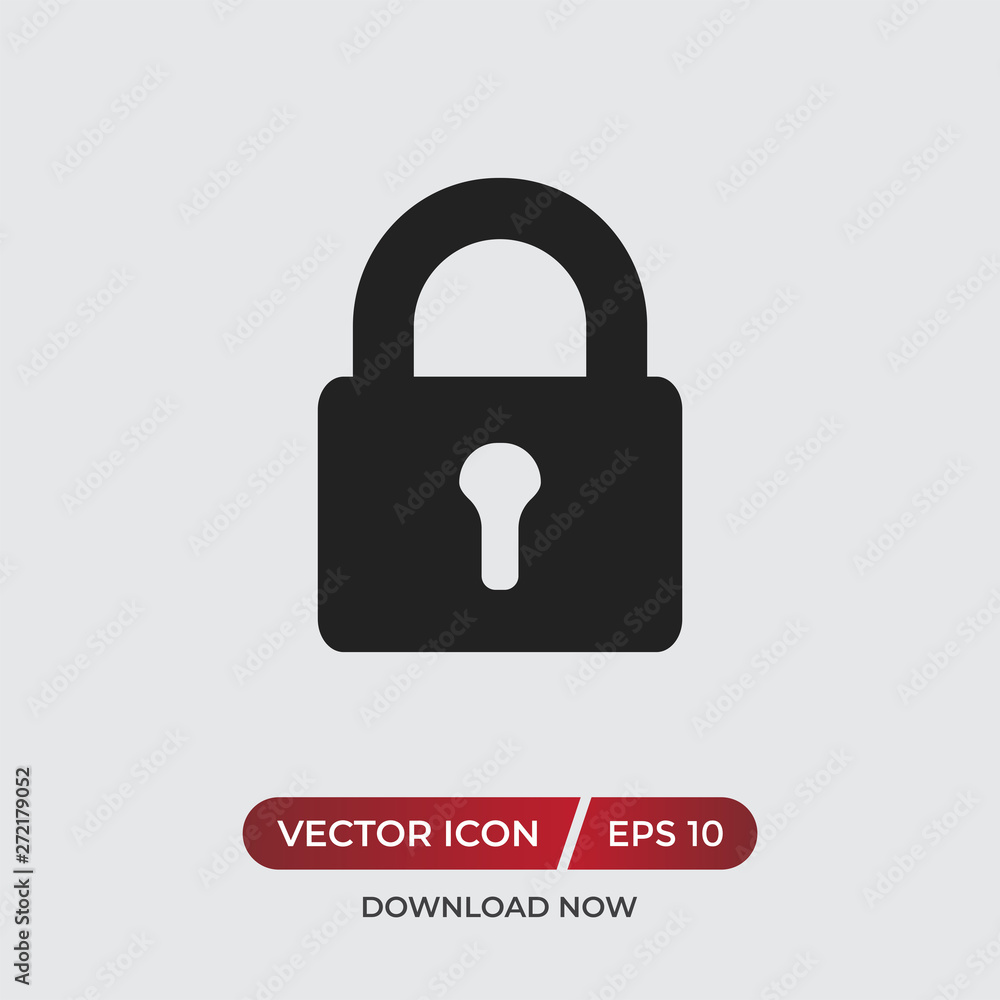 Aufkleber black lock vector icon in modern design style for web site and mobile app