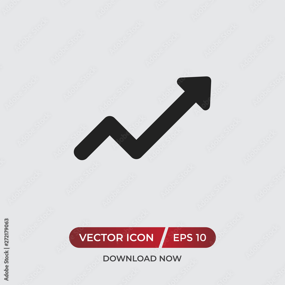 Aufkleber rising arrow vector icon in modern design style for web site and mobile app