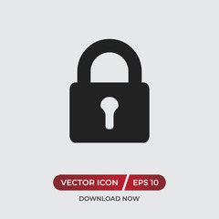 Black lock vector icon in modern design style for web site and mobile app