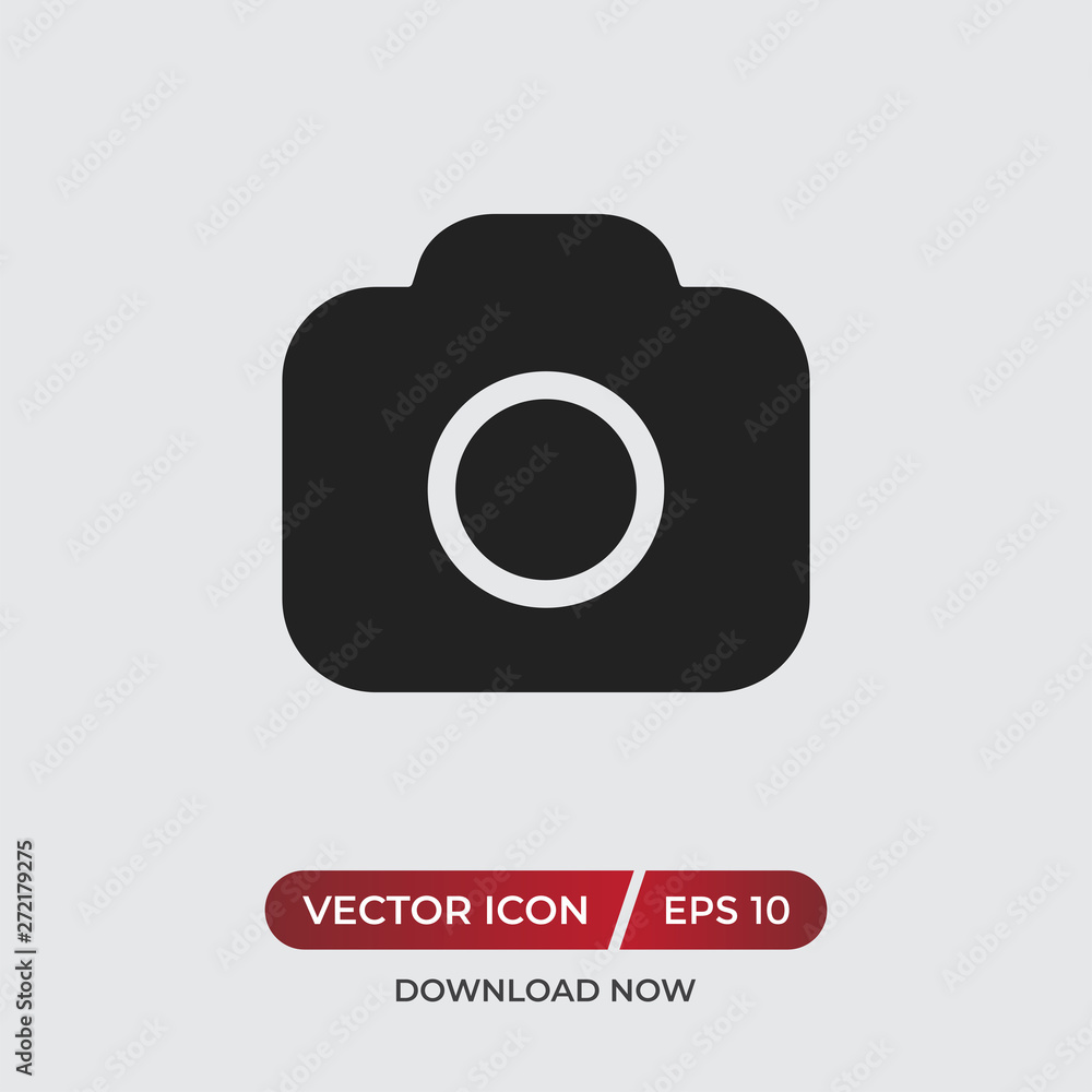 Poster photo camera vector icon in modern design style for web site and mobile app