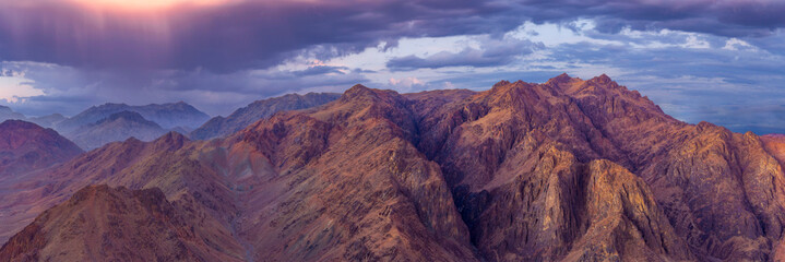 Egypt. Mount Sinai in the morning at sunrise. (Mount Horeb, Gabal Musa, Moses Mount). Pilgrimage...