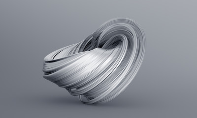 Abstract 3d render, twisted shape, modern illustration, background design