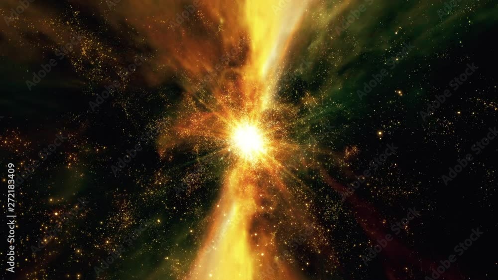 Canvas Prints space 2430: traveling through star fields in space as a supernova bursts light (loop).