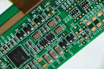 Macro photo of laptop chip with space for writing