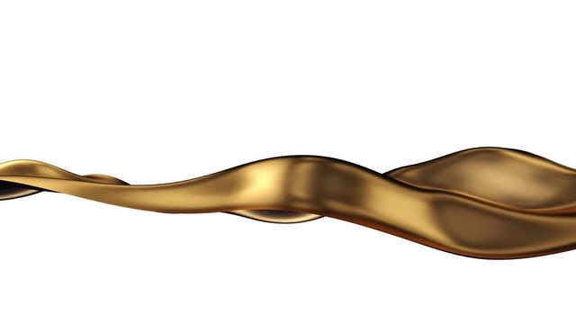 Abstract 3d liquid computer render gold material. 4k seamless looping footage. 
