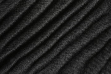 black fabric texture background.wavy canvas pattern