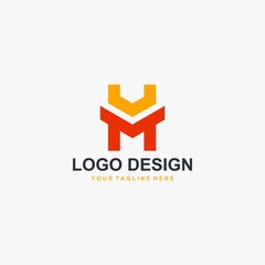 Obraz premium Letter HM logo design vector. Abtract logo design concept.