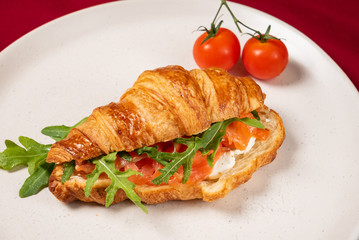 croissant with smoked salmon and cream cheese