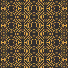 Art Deco seamless luxury geometric pattern. Golden lined shape. Vector Leaves stylish background. Abstract sea shell illustration.