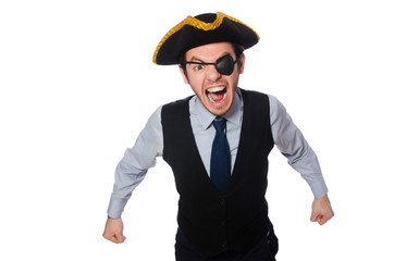 Businessman pirate isolated on white background
