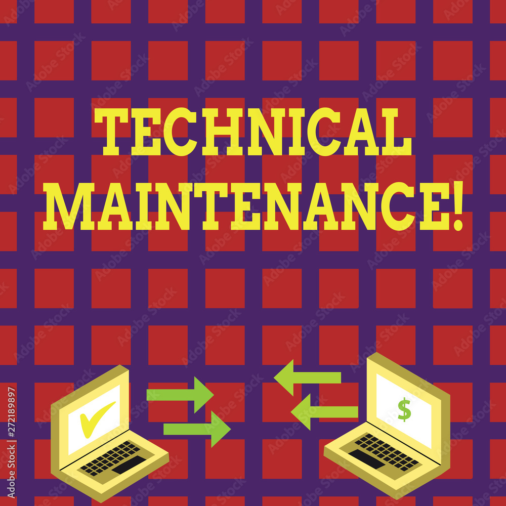 Poster word writing text technical maintenance. business photo showcasing functional checks or replacing of