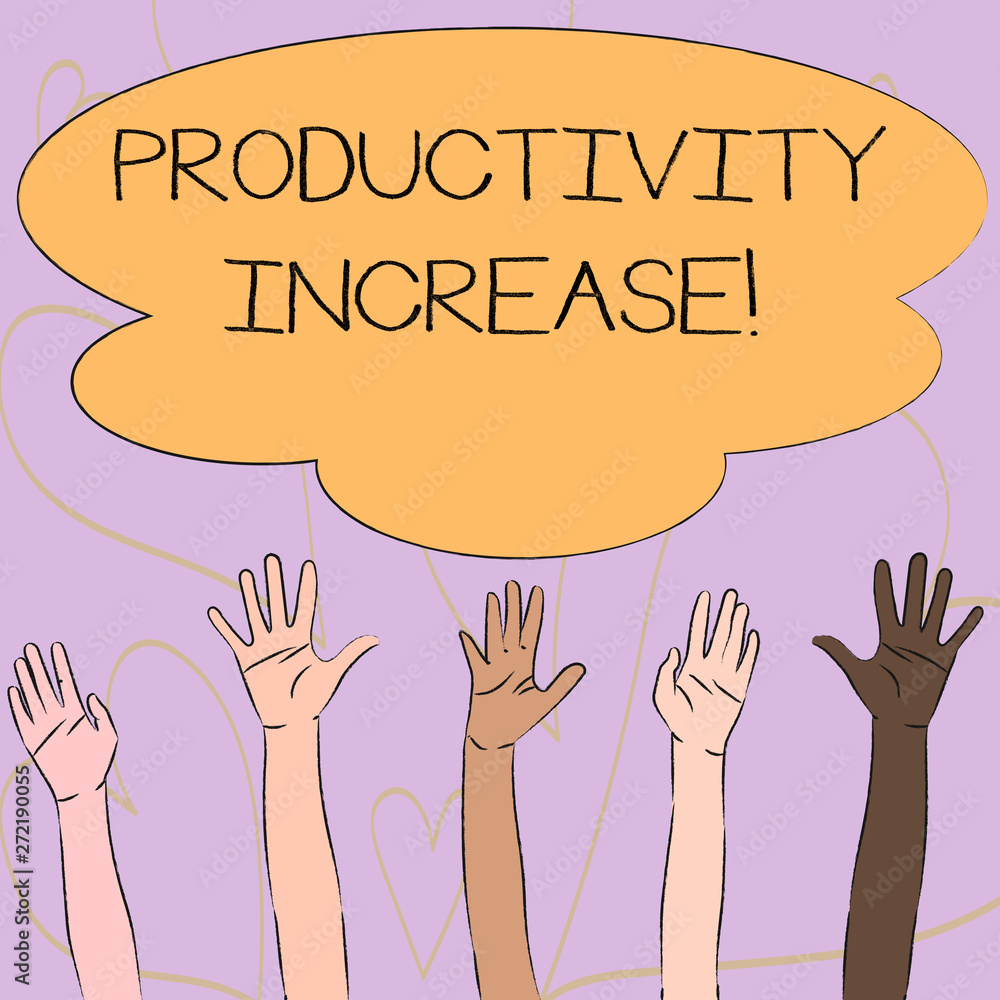Poster writing note showing productivity increase. business concept for labor productivity growth more outp