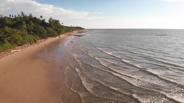Aerial Drone footage of beautiful and clean beach of Batu Luang, Kuala Penyu, Sabah, Malaysia
