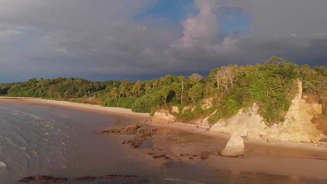 Aerial Drone footage of beautiful and clean beach of Batu Luang, Kuala Penyu, Sabah, Malaysia
