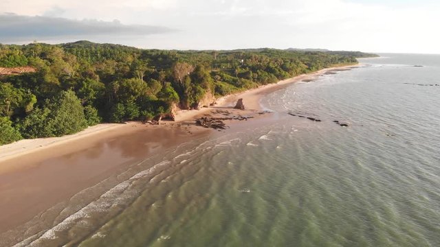 Aerial Drone footage of beautiful and clean beach of Batu Luang, Kuala Penyu, Sabah, Malaysia