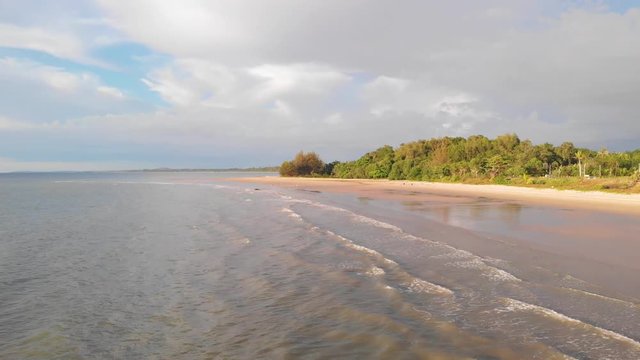 Aerial Drone footage of beautiful and clean beach of Batu Luang, Kuala Penyu, Sabah, Malaysia