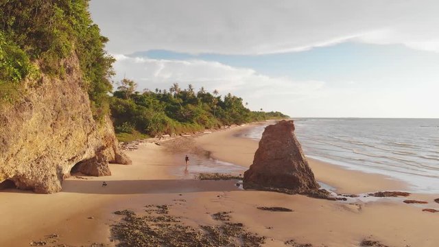 Aerial Drone footage of beautiful and clean beach of Batu Luang, Kuala Penyu, Sabah, Malaysia