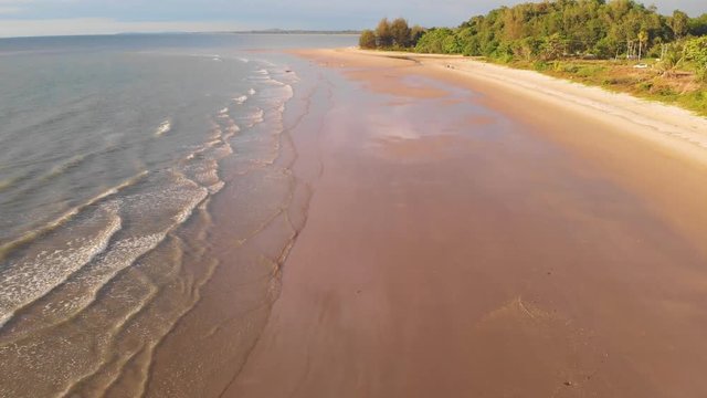 Aerial Drone footage of beautiful and clean beach of Batu Luang, Kuala Penyu, Sabah, Malaysia