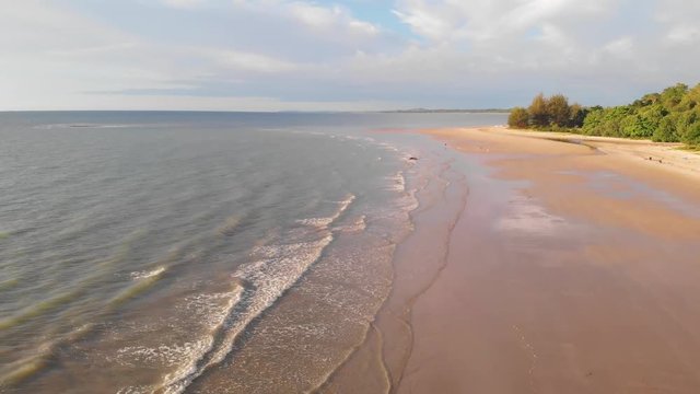 Aerial Drone footage of beautiful and clean beach of Batu Luang, Kuala Penyu, Sabah, Malaysia