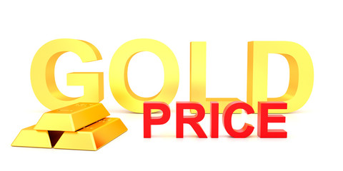 Gold price for website banner. 3D rendering of gold bars.