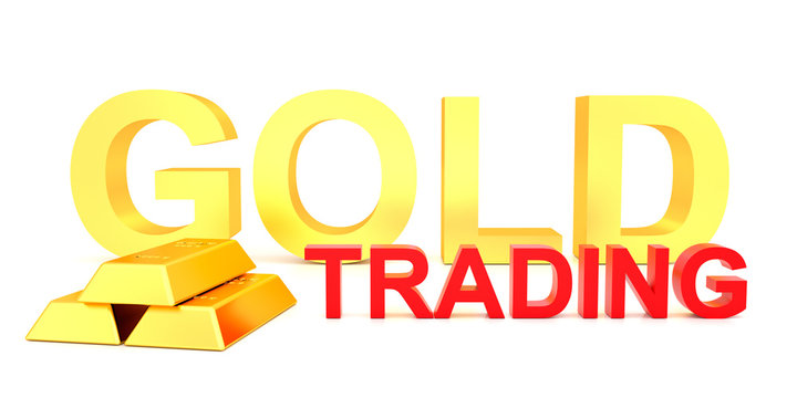 Gold trading for website banner. 3D rendering of gold bars.