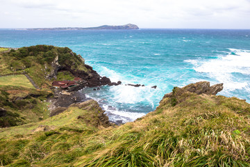 Seongsan Ilchulbong beautiful volcano island rises from the sea in the East of Jeju South Korea Asia