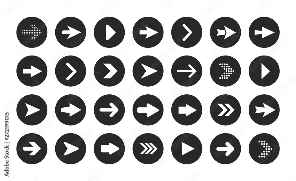 Poster arrow. big collection of arrows in round shape. vector arrows isolated on white background. icons, s