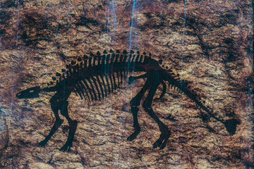 Close up to Colorful and patterns of  dinosaur model surfaces created with cement