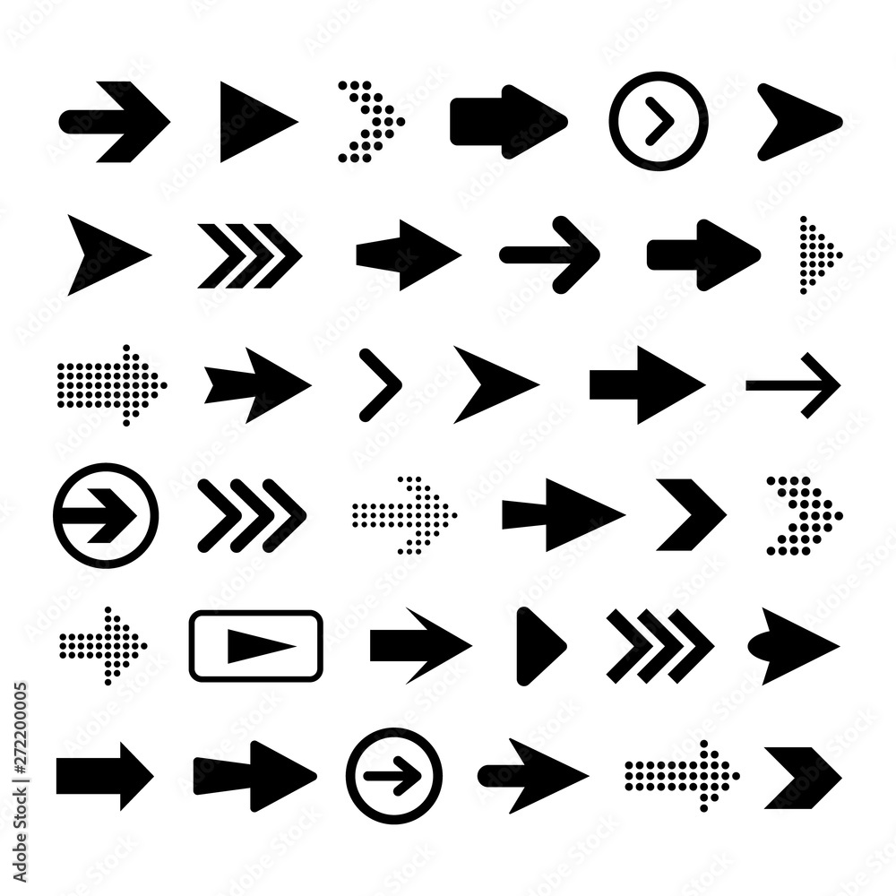 Poster set of flat arrows isolated on white background. vector arrows icons, signs for web design, interfac
