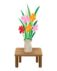 beautiful flower in vase on table vector design