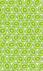 Seamless pattern fruit kiwi piece with shadow on white background, Vector illustration