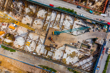 Top view of Hong Kong construction site