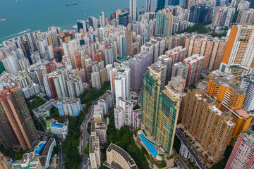 Top view of Hong Kong downtown