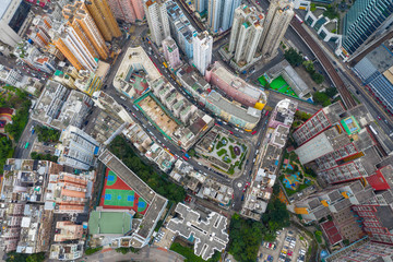 Top down view of Hong Kong city