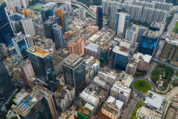 Top view of Hong Kong downtown city