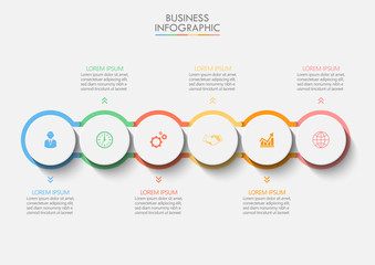 Business data visualization. timeline infographic icons designed for abstract background template with 6 options.