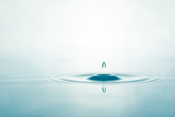 Close up water drop on surface water background