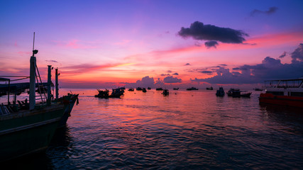 Fototapeta na wymiar Landscape nature view, Beautiful light sunrise or sunset over sea
