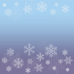 Christmas Snowflakes on Blue and Purple tone background.
